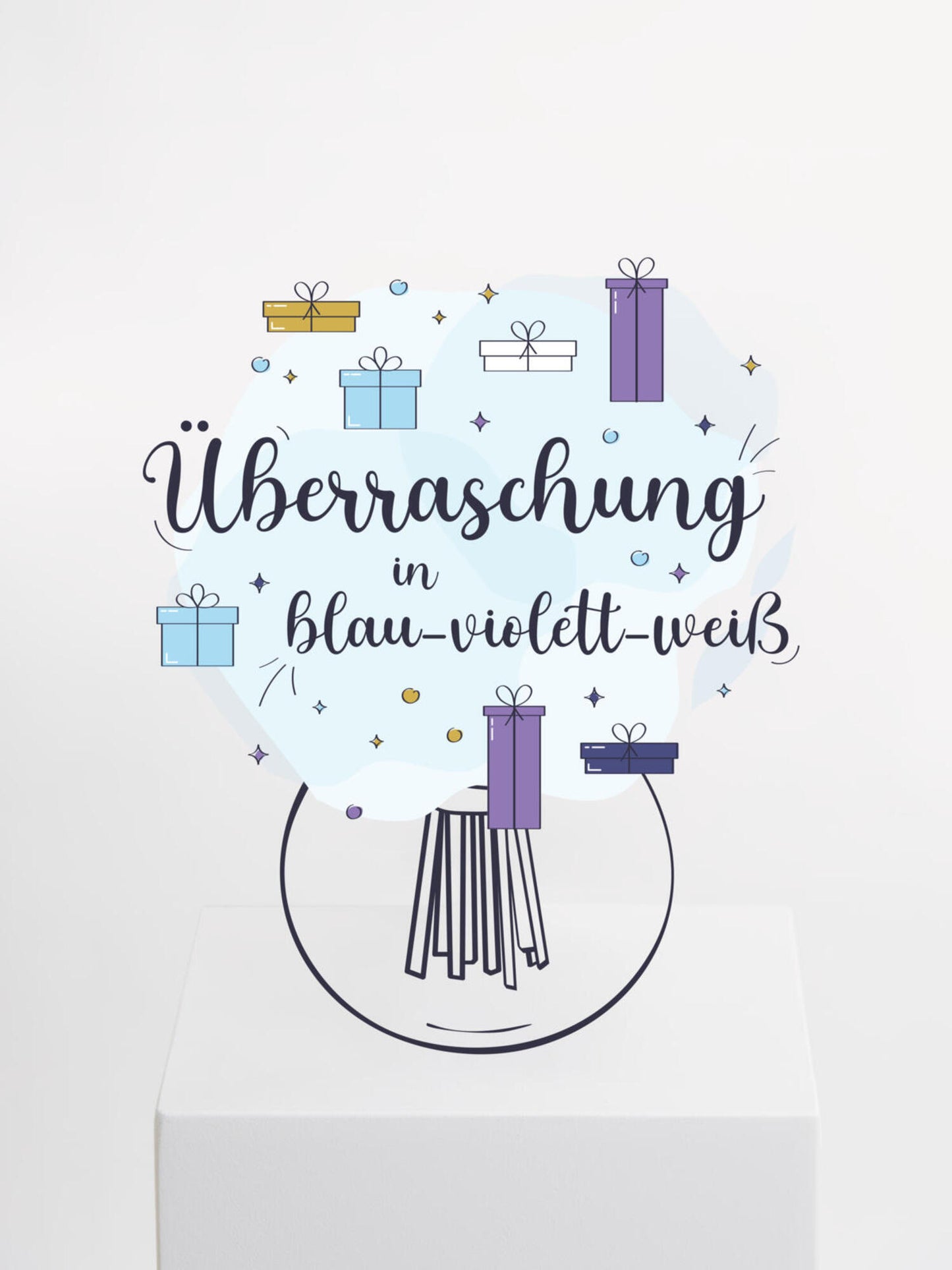 Überraschungsstrauß in Blau-Violett-Weiss