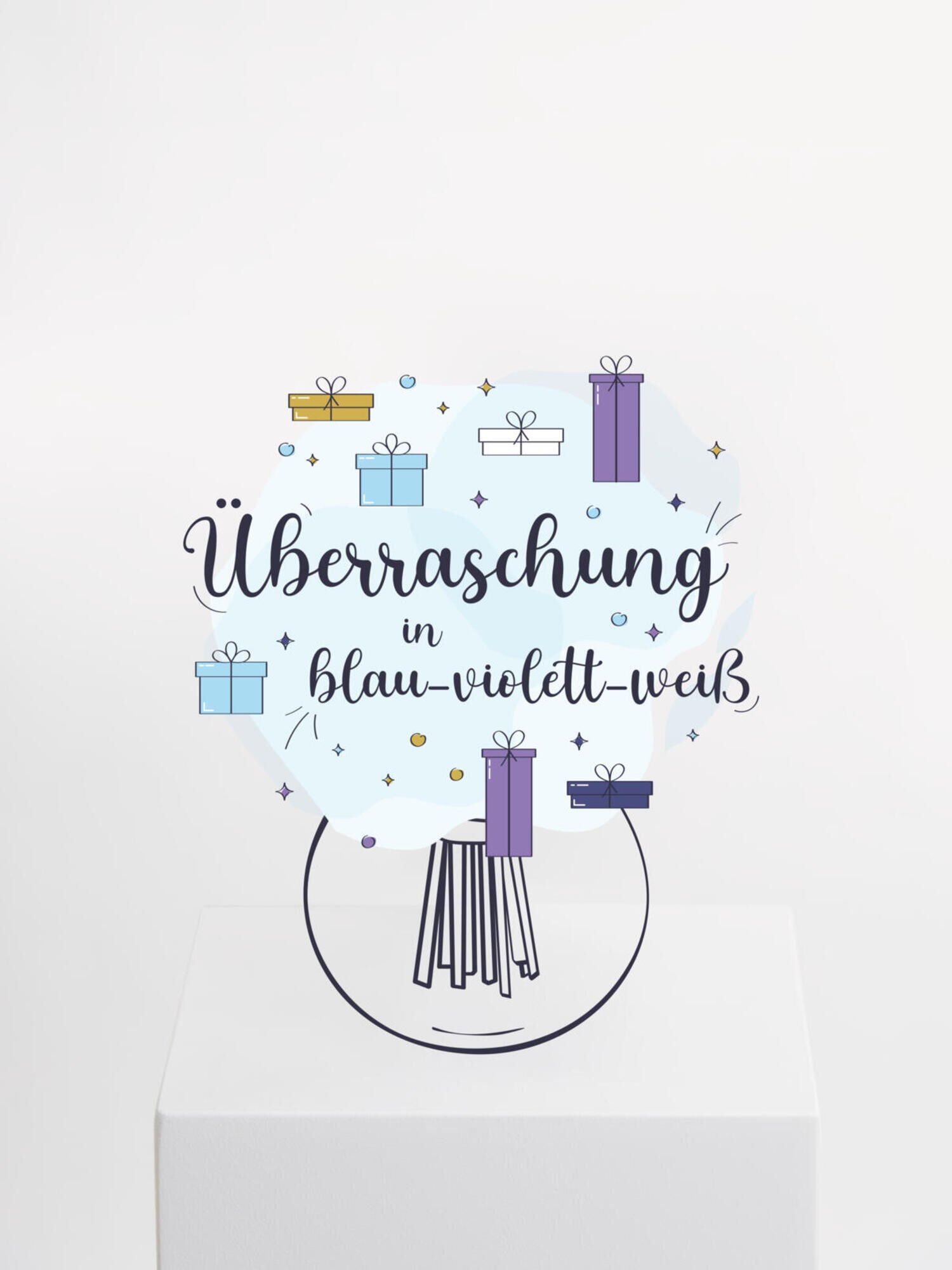 Überraschungsstrauß in Blau-Violett-Weiß