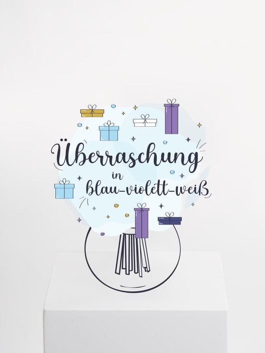 Überraschungsstrauß in Blau-Violett-Weiß